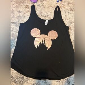 District Black Scoop Neck Tank Top with Metallic Accent